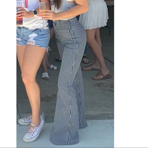 Striped bell bottom jeans!